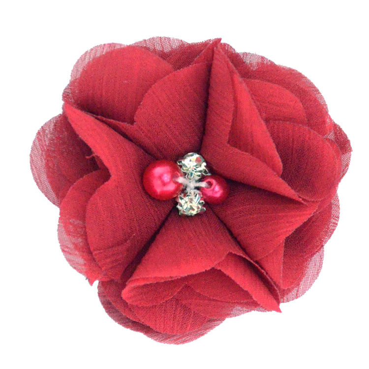 5.5 Pearl Crystal Fabric Flower DIY Kids Hair Clip Accessory 26