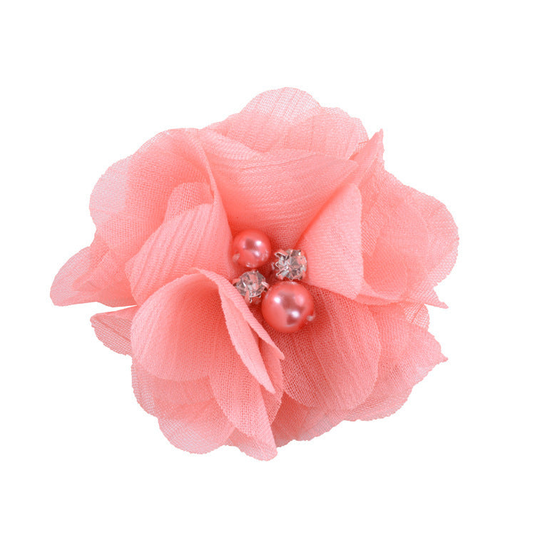 5.5 Pearl Crystal Fabric Flower DIY Kids Hair Clip Accessory 26