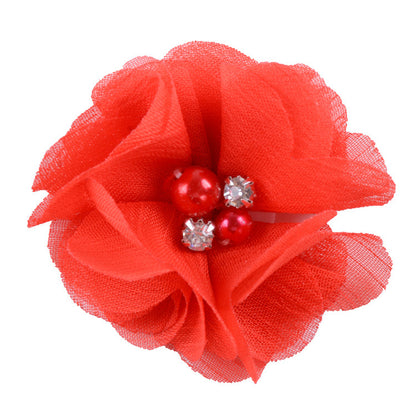 5.5 Pearl Crystal Fabric Flower DIY Kids Hair Clip Accessory 26
