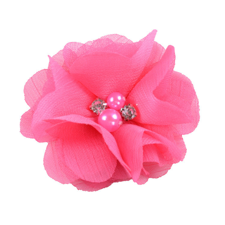 5.5 Pearl Crystal Fabric Flower DIY Kids Hair Clip Accessory 26