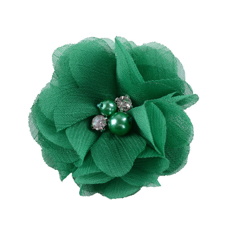 5.5 Pearl Crystal Fabric Flower DIY Kids Hair Clip Accessory 26