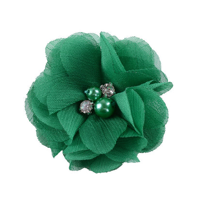 5.5 Pearl Crystal Fabric Flower DIY Kids Hair Clip Accessory 26