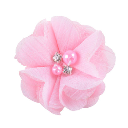 5.5 Pearl Crystal Fabric Flower DIY Kids Hair Clip Accessory 26