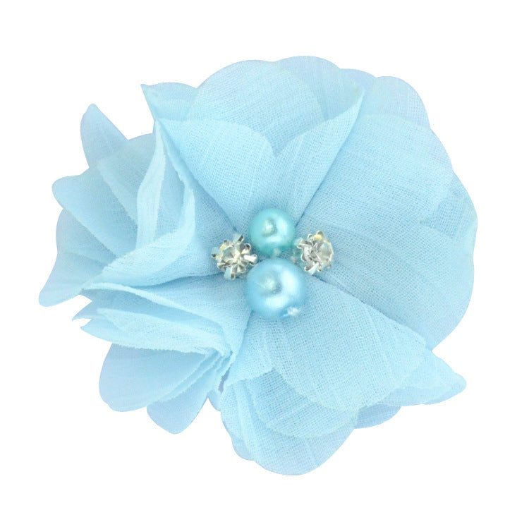 5.5 Pearl Crystal Fabric Flower DIY Kids Hair Clip Accessory 26