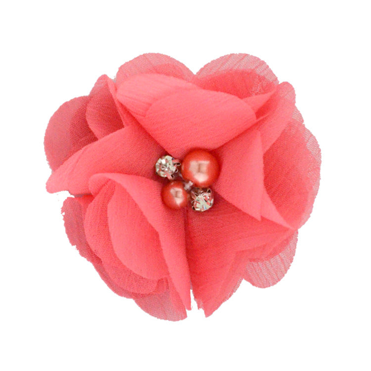 5.5 Pearl Crystal Fabric Flower DIY Kids Hair Clip Accessory 26