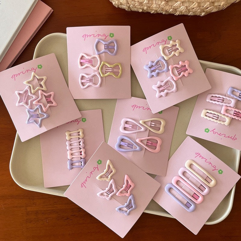 Cute Pink Star Hair Clip Kids Colorful Flyaway Hair Bangs Clip Head Accessory Forehead Side Heart BB Clip Hairpin