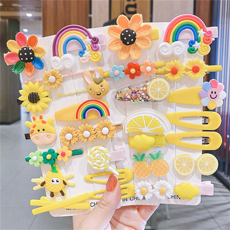 Hair Accessory 14 Cute Flower Hairpin Kids Hair Clip Cartoon Set