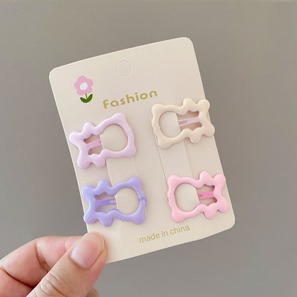 Cute Pink Star Hair Clip Kids Colorful Flyaway Hair Bangs Clip Head Accessory Forehead Side Heart BB Clip Hairpin