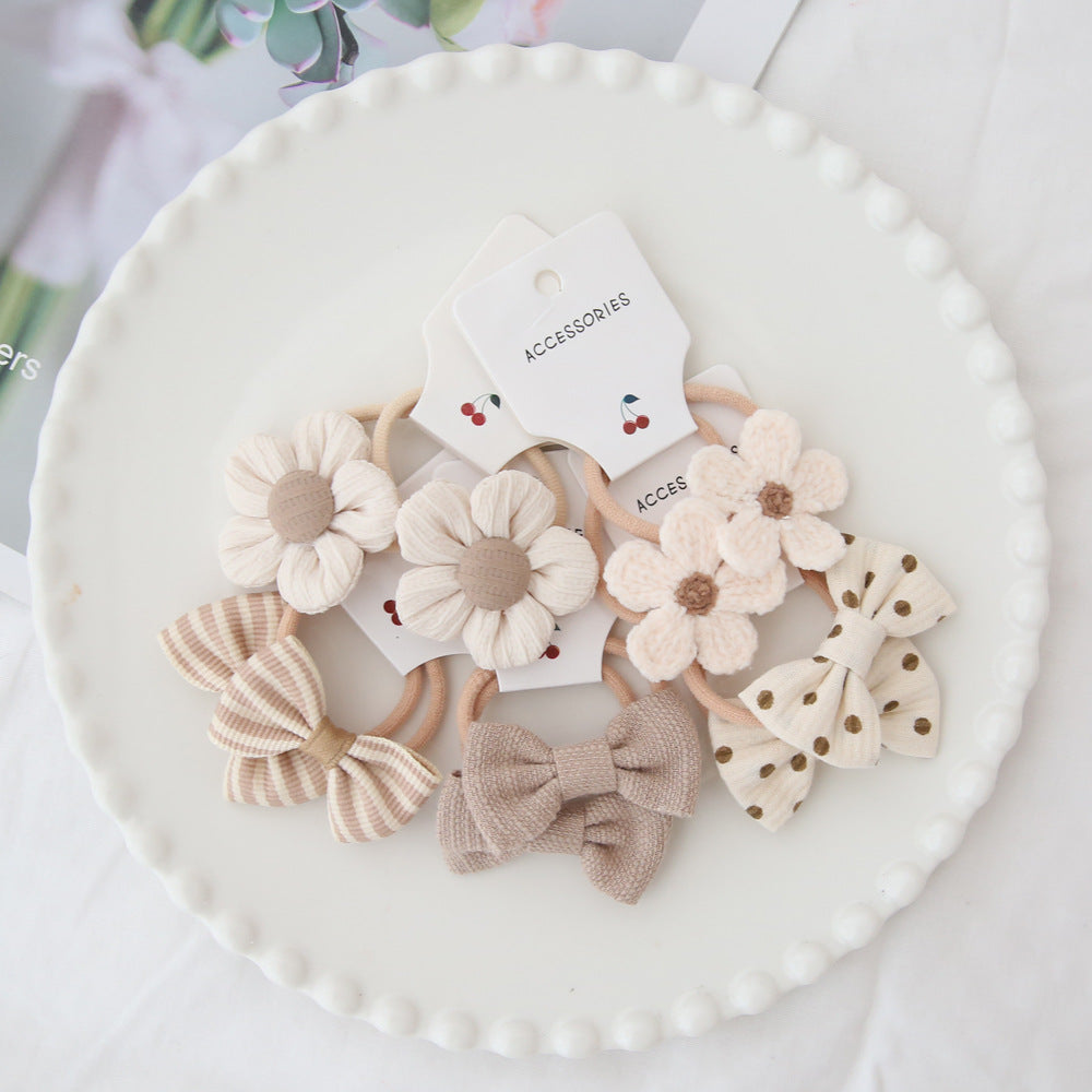 A205 Kids Head Accessory Colorful Elastic Band Headband Bow Elastic Band Set