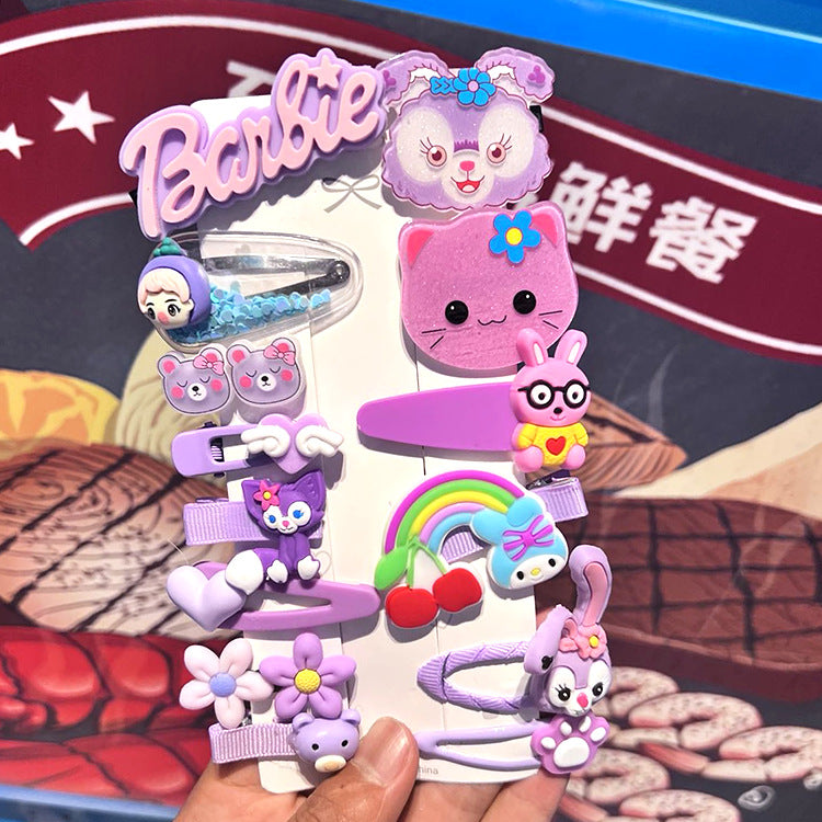 Hair Accessory 14 Cute Flower Hairpin Kids Hair Clip Cartoon Set