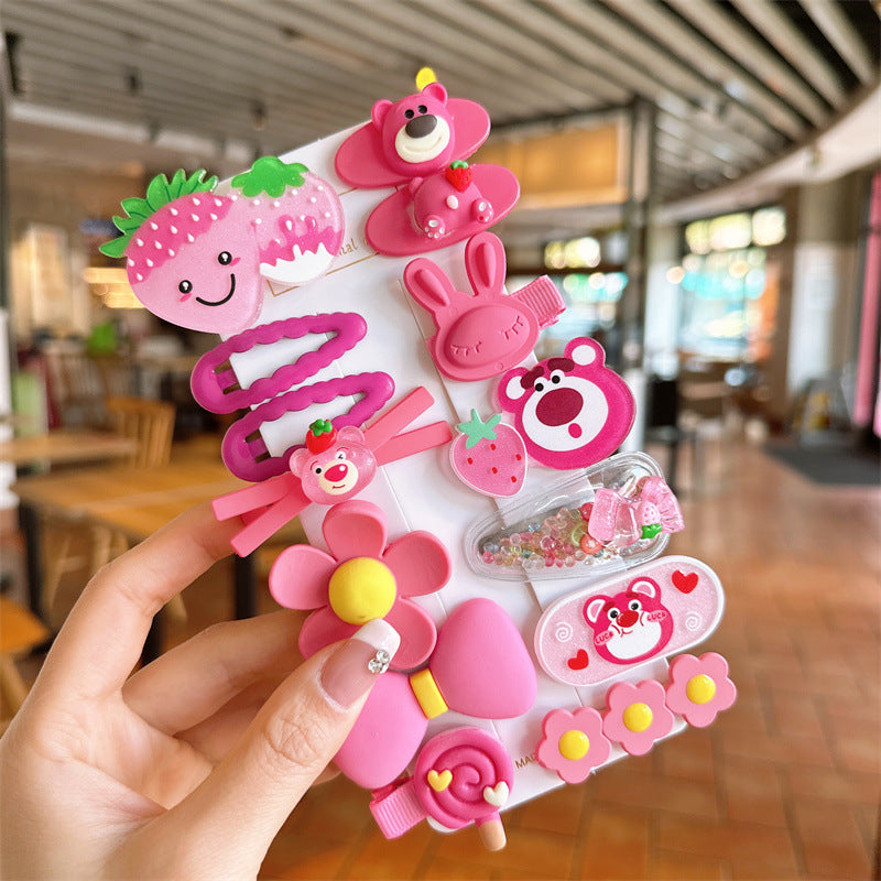 Hair Accessory 14 Cute Flower Hairpin Kids Hair Clip Cartoon Set