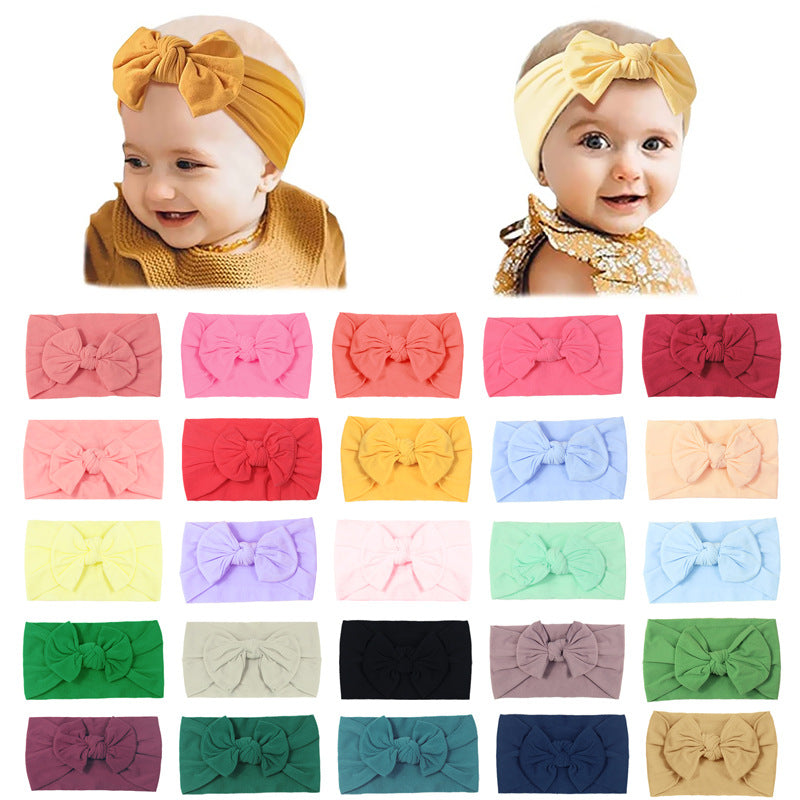 Handmade Kids Hair Band Nylon Baby Bow Invisible Headband