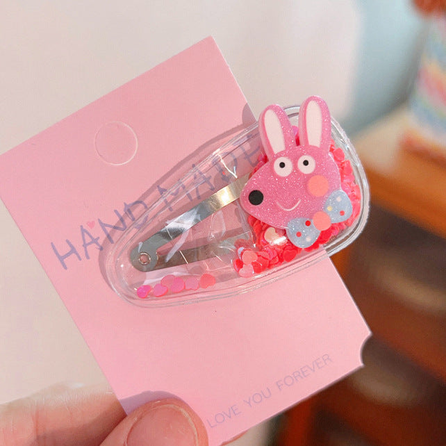 Colorful Transparent Kids Hair Clip Glitter Hairpin Cute Side Clip Girl Hair Accessory