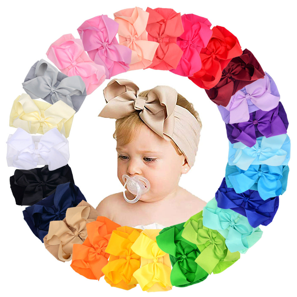 6inch Baby Elastic Hair Band Hair Accessory Minimalist Kids Bow Nylon Headband