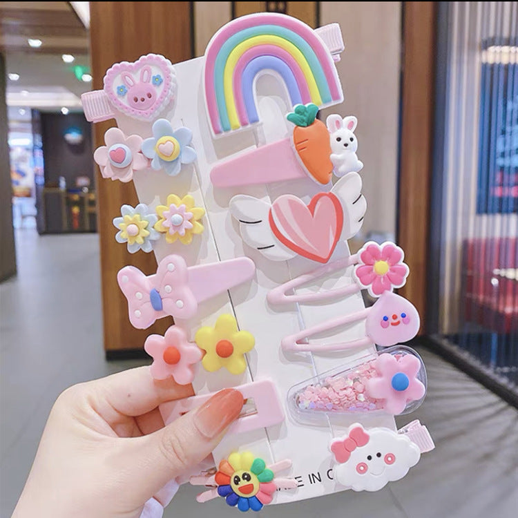 Hair Accessory 14 Cute Flower Hairpin Kids Hair Clip Cartoon Set