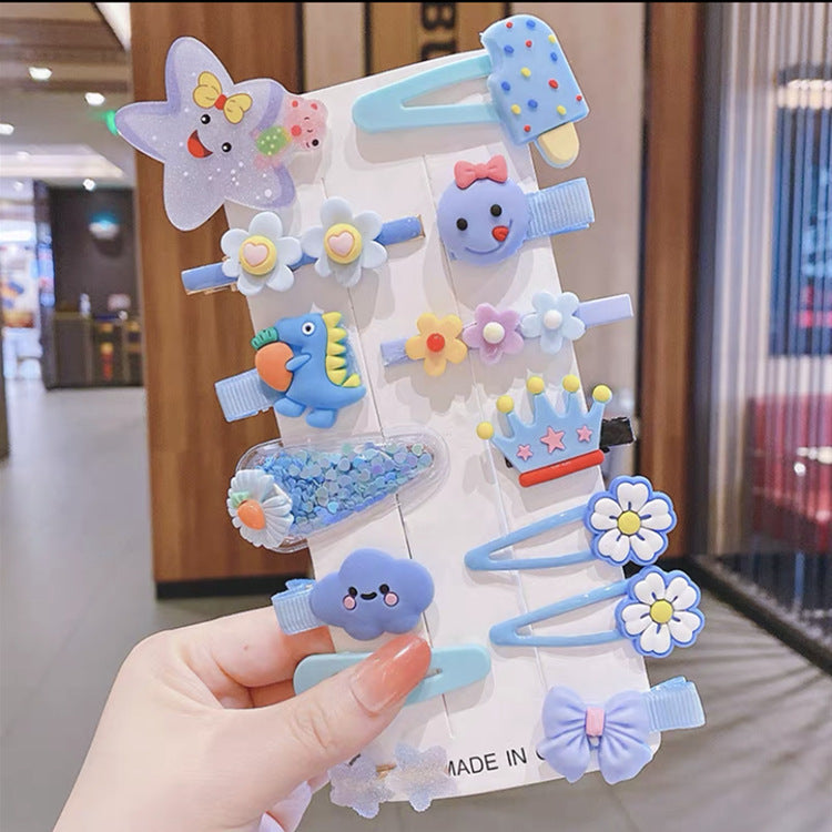 Hair Accessory 14 Cute Flower Hairpin Kids Hair Clip Cartoon Set