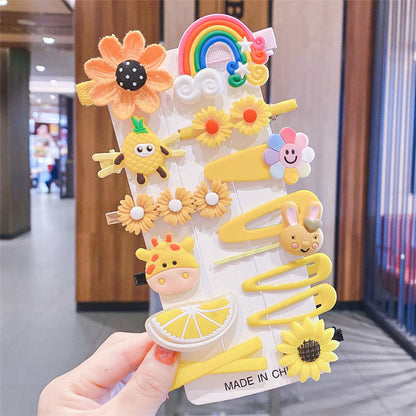 Hair Accessory 14 Cute Flower Hairpin Kids Hair Clip Cartoon Set