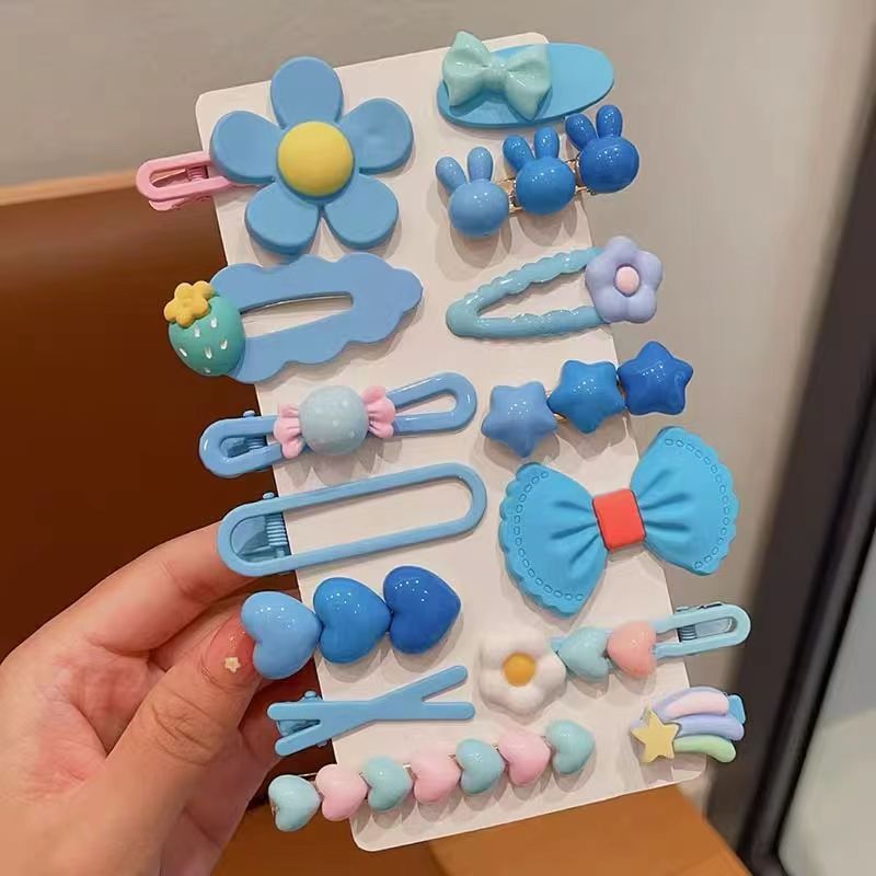 Hair Accessory 14 Cute Flower Hairpin Kids Hair Clip Cartoon Set