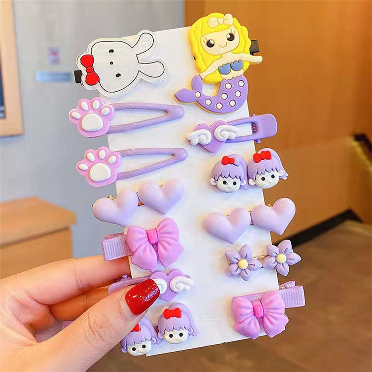 Hair Accessory 14 Cute Flower Hairpin Kids Hair Clip Cartoon Set