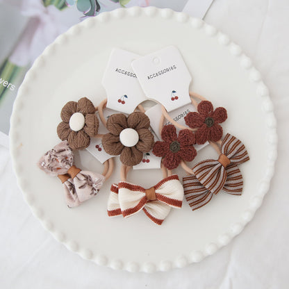 A205 Kids Head Accessory Colorful Elastic Band Headband Bow Elastic Band Set