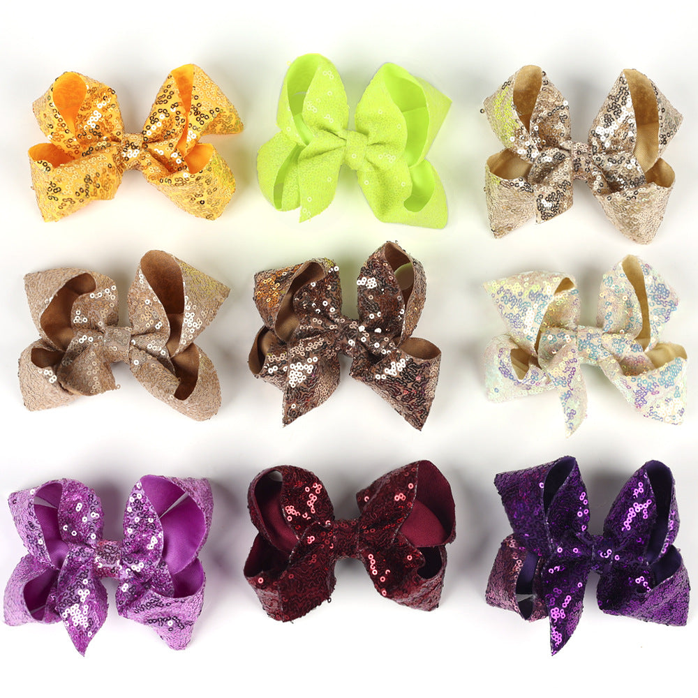 Kids 5 Glitter Bow Hair Clip Girl Hairpin