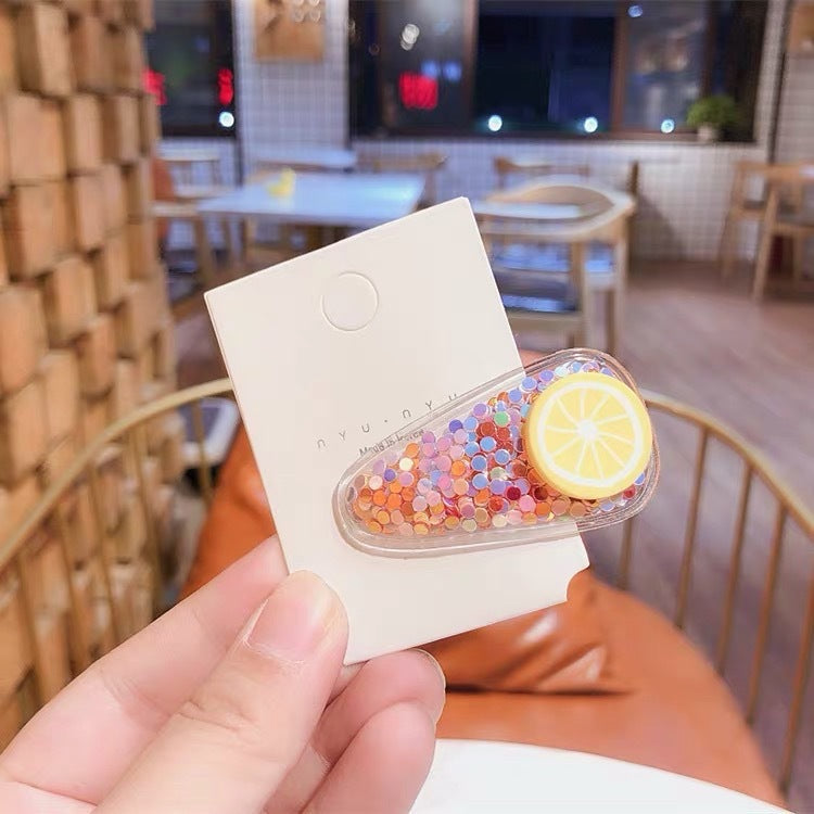 Colorful Transparent Kids Hair Clip Glitter Hairpin Cute Side Clip Girl Hair Accessory