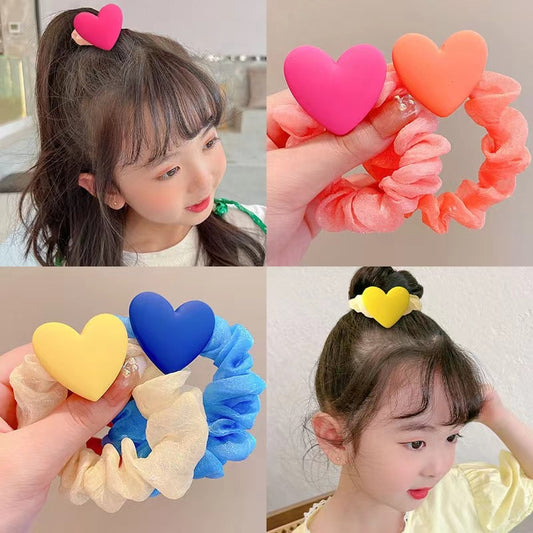 Kids Cute Girl Heart Headband Hair Tie Elastic Band Hair Accessory