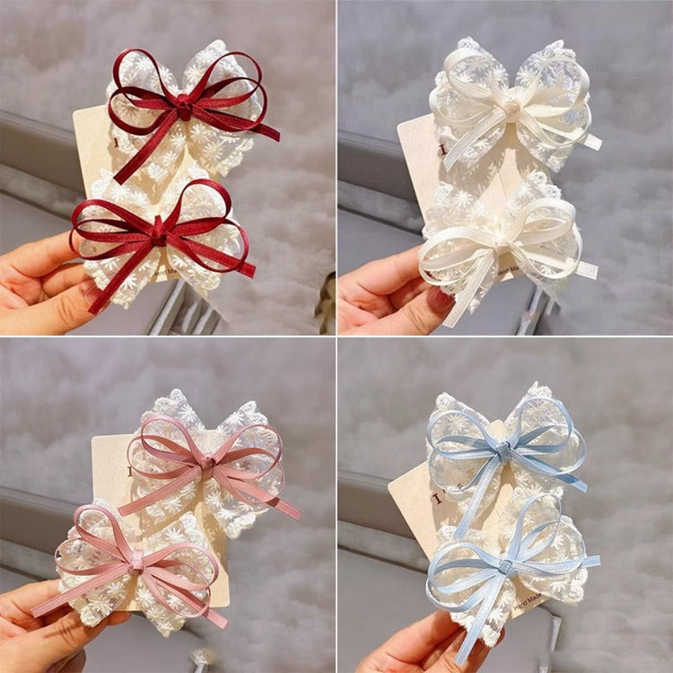 Lace Bow Kids Head Accessory Girl Hair Clip Handmade Head Accessory Hairpin