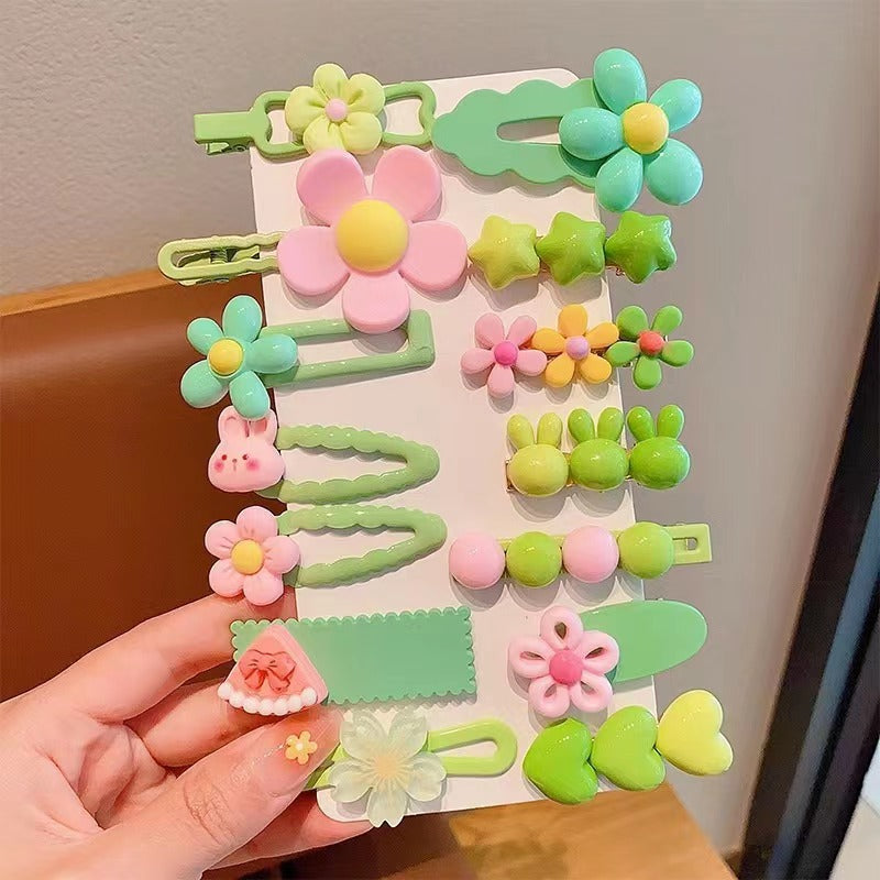 Hair Accessory 14 Cute Flower Hairpin Kids Hair Clip Cartoon Set