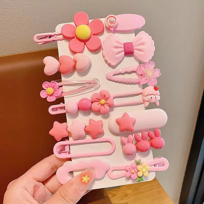 Hair Accessory 14 Cute Flower Hairpin Kids Hair Clip Cartoon Set
