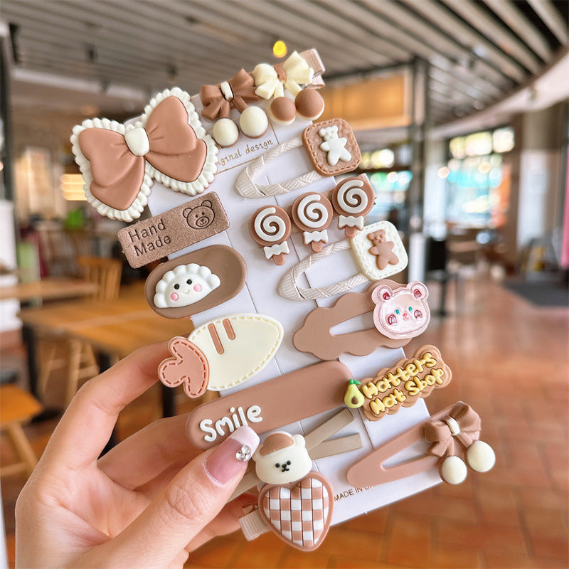 Hair Accessory 14 Cute Flower Hairpin Kids Hair Clip Cartoon Set